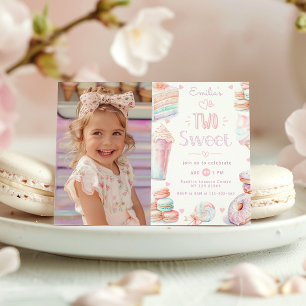 Twee lieve snoep pastel foto 2e verjaardag kaart