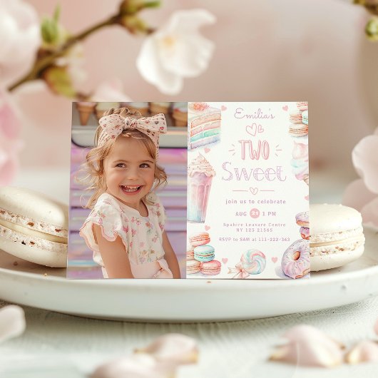 Twee lieve snoep pastel foto 2e verjaardag kaart