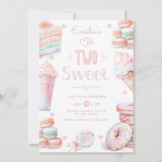 Twee lieve snoep pastel lieve lekkernijen 2e verja kaart (Voorkant)