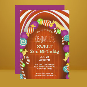 Twee lieve Snoep Wonderland Tweede Verjaardag Kaart