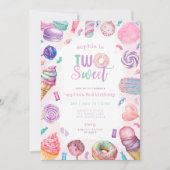 Twee lieve Snoepjes tweede verjaardagsuitnodiging Kaart (Voorkant)