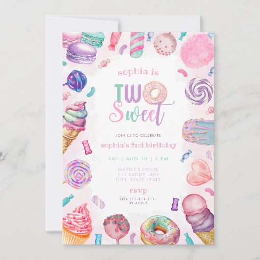 Twee lieve Snoepjes tweede verjaardagsuitnodiging Kaart (Voorkant)