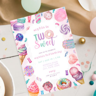 Twee lieve Snoepjes tweede verjaardagsuitnodiging Kaart