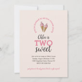 Twee lieve tweede verjaardagsfeestuitnodiging kaart (Voorkant)