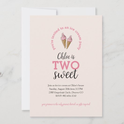 Twee lieve tweede verjaardagsfeestuitnodiging kaart (Voorkant)