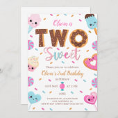 Twee lieve verjaardag | 2e verjaardag meisje donut kaart (Voorkant / Achterkant)