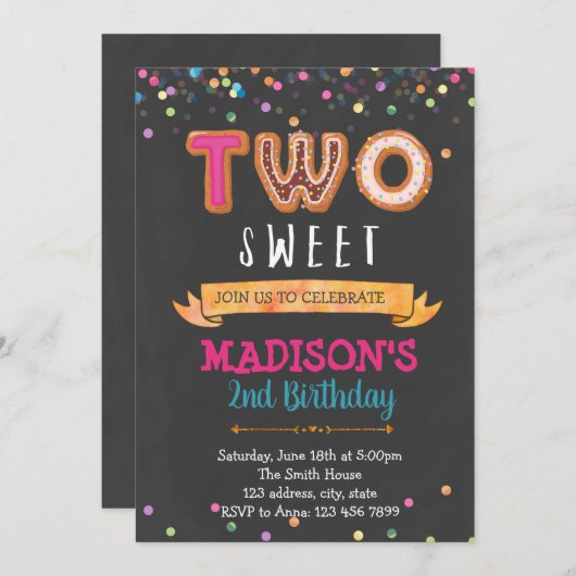 Twee lieve verjaardagsfeestjes uitnodiging (Voorkant / Achterkant)