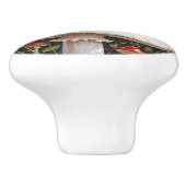 Twee lieveheersbeestjes op een paddenstoel keramische knop (Zijkant)