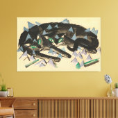Twee liggende zwarte katten canvas afdruk (Insitu (Woonkamer))