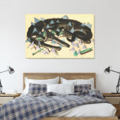 Twee liggende zwarte katten canvas afdruk (Insitu (Slaapkamer))