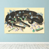 Twee liggende zwarte katten canvas afdruk (Insitu (Houten vloer))