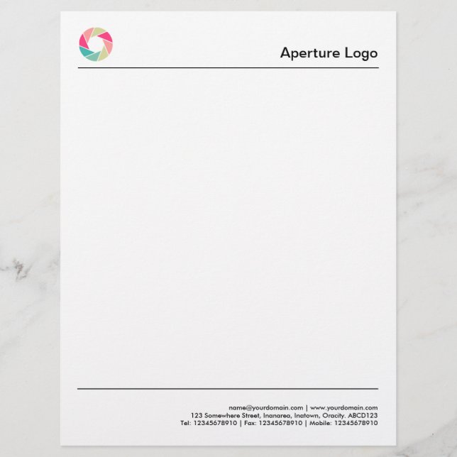 Twee lijnen - Kleurrijk Aperture-logo Briefhoofd (Voorkant)