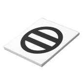 Twee lijnen, omcirkeld notitieblok (Linkerzijde)