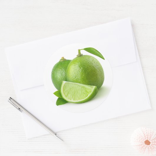 Twee limoenen ronde sticker (Envelop)