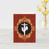 Twee linemen op het witte Wenskaart van Pole Silho Kaart (Gele Bloem)