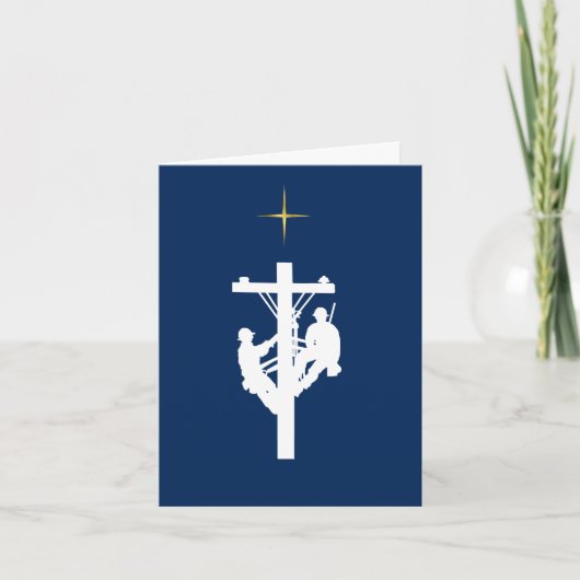 Twee Linemen White Silhouette op Poll Xmas Kaart (Voorkant)