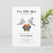 Twee Little Boos Ghost Halloween Twins Baby shower Kaart (Staand voorkant)