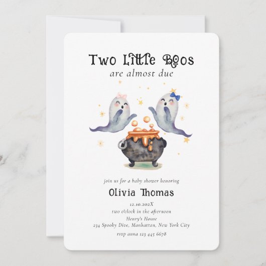Twee Little Boos Ghost Halloween Twins Baby shower Kaart (Voorkant)
