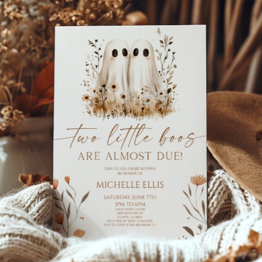 Twee Little Boos Ghost Wildflower Twins Baby showe Kaart