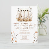 Twee Little Boos Ghost Wildflower Twins Baby showe Kaart (Staand voorkant)