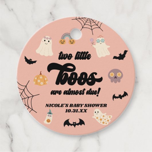 Twee Little Boos Twins Halloween Baby shower Bedankjes Labels (Voorkant)