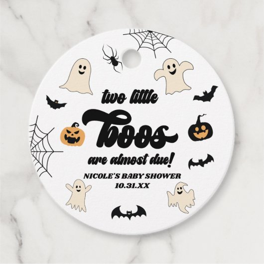 Twee Little Boos Twins Halloween Baby shower Bedankjes Labels (Voorkant)