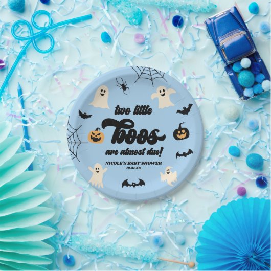 Twee Little Boos Twins Halloween Baby shower Papieren Bordje (Feest)