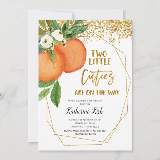 Twee Little Cuties zijn onderweg naar Baby shower  Kaart (Voorkant)