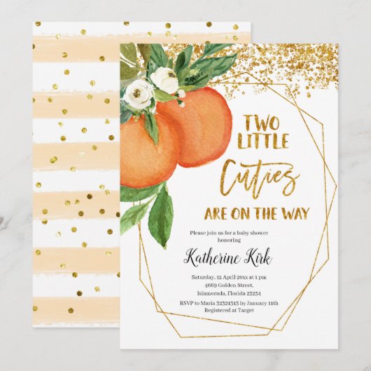 Twee Little Cuties zijn onderweg naar Baby shower  Kaart (Voorkant / Achterkant)