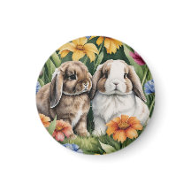 Twee Little Lop Bunny konijnen koelkast