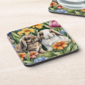 Twee Little Lop Bunny konijnen set 6 Bier Onderzetter (Linkerzijde)