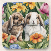 Twee Little Lop Bunny konijnen set 6 Bier Onderzetter (Voorkant)