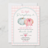 Twee Little Pumpkin Blue & Pink Gingham Baby showe Kaart (Voorkant)
