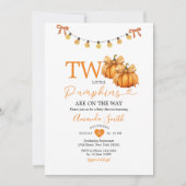 Twee Little Pumpkins String Lights Baby shower Kaart (Voorkant)