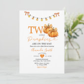 Twee Little Pumpkins String Lights Baby shower Kaart (Staand voorkant)