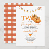 Twee Little Pumpkins String Lights Baby shower Kaart (Voorkant / Achterkant)