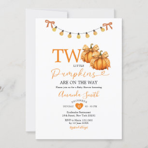 Twee Little Pumpkins String Lights Baby shower Kaart
