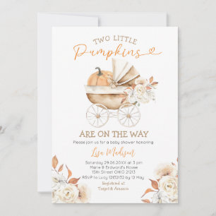 Twee Little Pumpkins wandelwagen Floral Baby showe Kaart