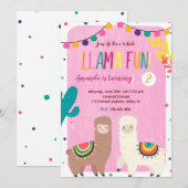 Twee Llamas Birthday Uitnodiging (Voorkant / Achterkant)