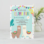 Twee Llamas Chalkboard Birthday Uitnodiging (Staand voorkant)