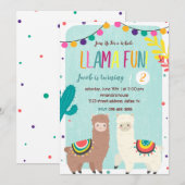 Twee Llamas Chalkboard Birthday Uitnodiging (Voorkant / Achterkant)