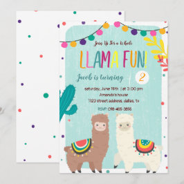 Twee Llamas Chalkboard Birthday Uitnodiging