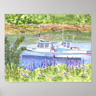 Twee Lobster Boats Beals Island Maine Poster