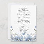 Twee locatie Dusty Blue Floral Beide ouders bruilo Kaart (Voorkant)