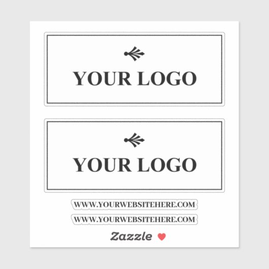 Twee logo's en twee teksten uw bedrijf sticker (Vel)