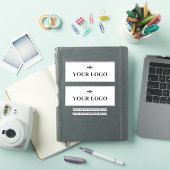 Twee logo's en twee teksten uw bedrijf sticker (iPad Cover)