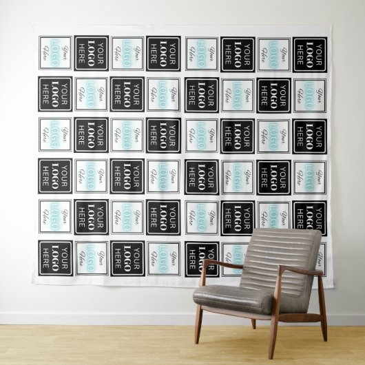 Twee logo's Evenement Wit Vierkant Eenvoudig Wandkleed (In Situ (horizontaal))