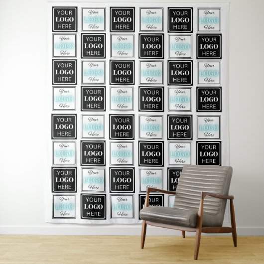 Twee logo's Evenement Wit Vierkant Eenvoudig Wandkleed (In situ)