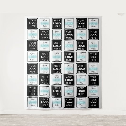 Twee logo's Evenement Wit Vierkant Eenvoudig Wandkleed (Voorkant)