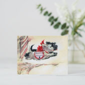 Twee lopende Scotties Briefkaart (Staand voorkant)